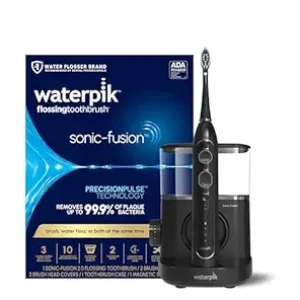 Waterpik Sonic-Fusion 2.0 Professional Flossing Electric Toothbrush with Water Flosser Combo In One, Black SF-04, Packaging May Vary