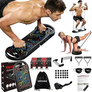 HOTWAVE Push Up Board Fitness, Portable Foldable 20 in 1 Push Up Bar at Home Gym