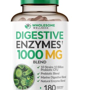 Wholesome Wellness Digestive Enzymes 1000MG Plus Prebiotics